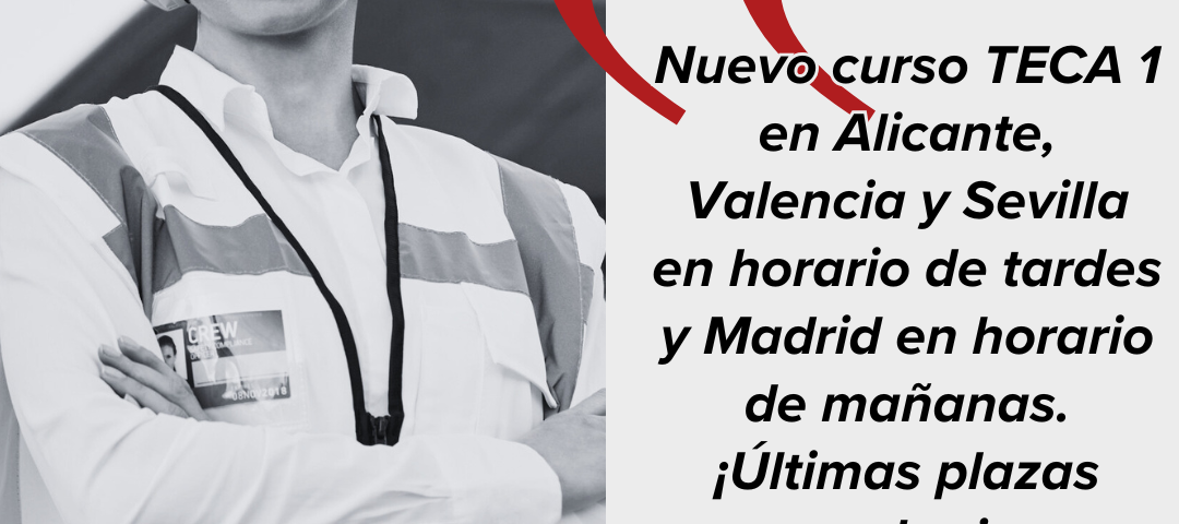 Nuevo curso TECA 1 en Alicante, Valencia y Sevilla en horario de tardes y Madrid en horario de mañanas. ¡Últimas plazas para el primer cuatrimestre de 2026!